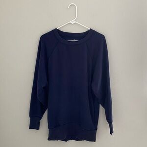 Aerie Navy Blue Fleece Lined Oversized Pullover Sweatshirt Size XS